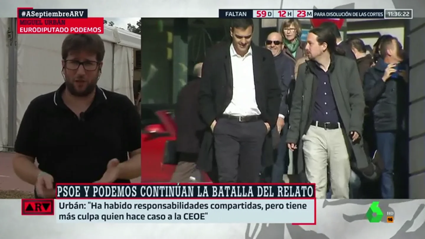 Miguel Urbán: "Hay que frenar a la derecha, pero tampoco se puede aceptar el trágala que quería Sánchez" Miguel Urbán: "Hay que frenar a la derecha, pero tampoco se puede aceptar el trágala que quería Sánchez"