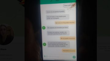 Imagen de la conversación entre un empleado de una app de 'delivery' y un trabajador tras sufrir un accidente