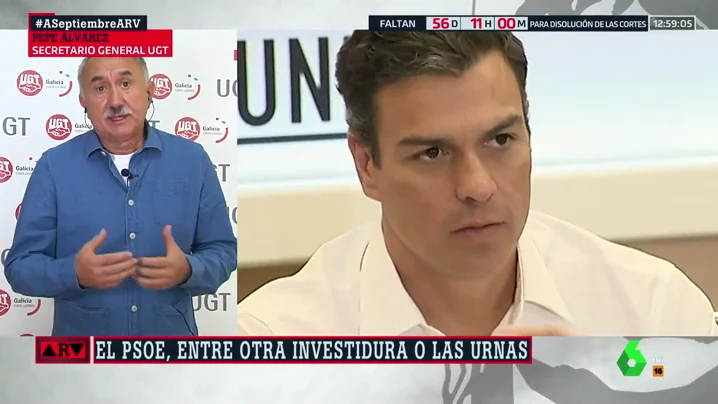 Pepe Álvarez (UGT): "Si no hay Gobierno será imposible subir las pensiones, disminuir el paro o controlar la situación de los trabajadores"