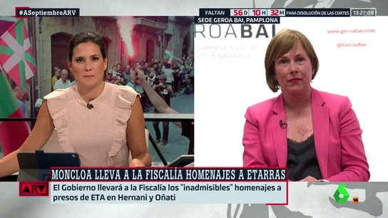Uxue Barkos (Geroa Bai): "Me preocupa que usen a Navarra para desviar la atención de los problemas de la política española" Uxue Barkos (Geroa Bai): "Me preocupa que usen a Navarra para desviar la atención de los problemas de la política española"