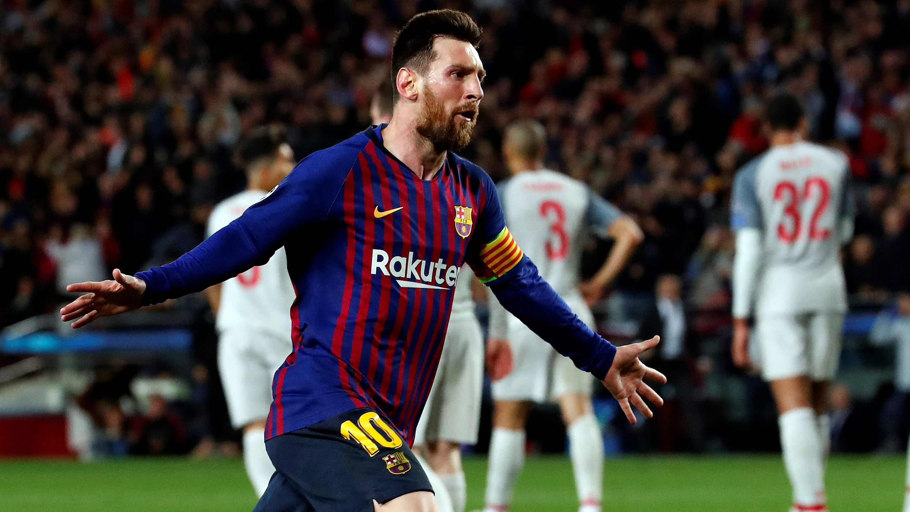 Leo Messi celebra uno de sus goles con el Barcelona