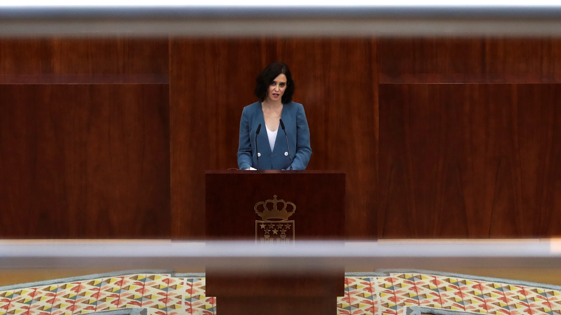 Isabel Díaz Ayuso durante su discurso de investidura en la Asamblea de Madrid