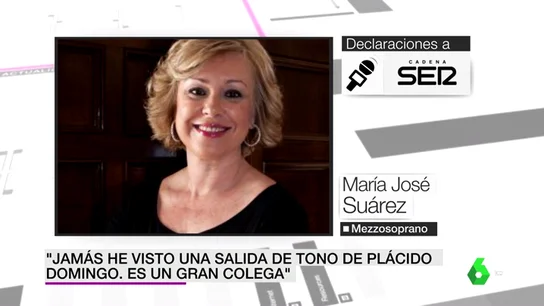 La mezzosoprano María José Suárez sale en defensa de Plácido Domingo: "He visto a mujeres que iban detrás de él" La mezzosoprano María José Suárez sale en defensa de Plácido Domingo: "He visto a mujeres que iban detrás de él"