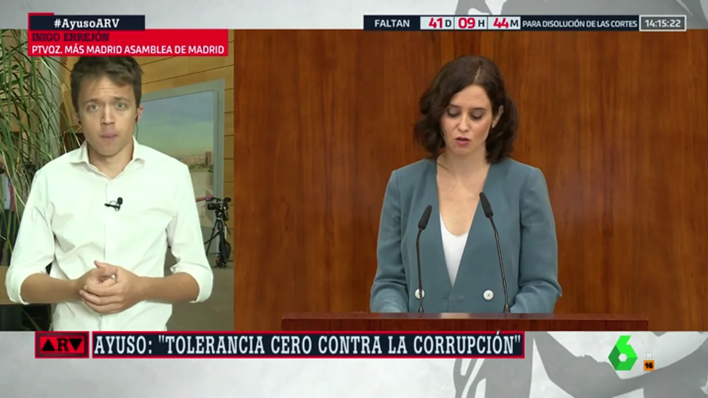 Íñigo Errejón: "Ayuso no habla de violencia machista porque no piensa en las mujeres, sino en Vox" Íñigo Errejón: "Ayuso no habla de violencia machista porque no piensa en las mujeres, sino en Vox"