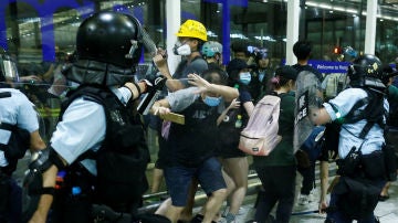 Momento de las protestas en Hong Kong