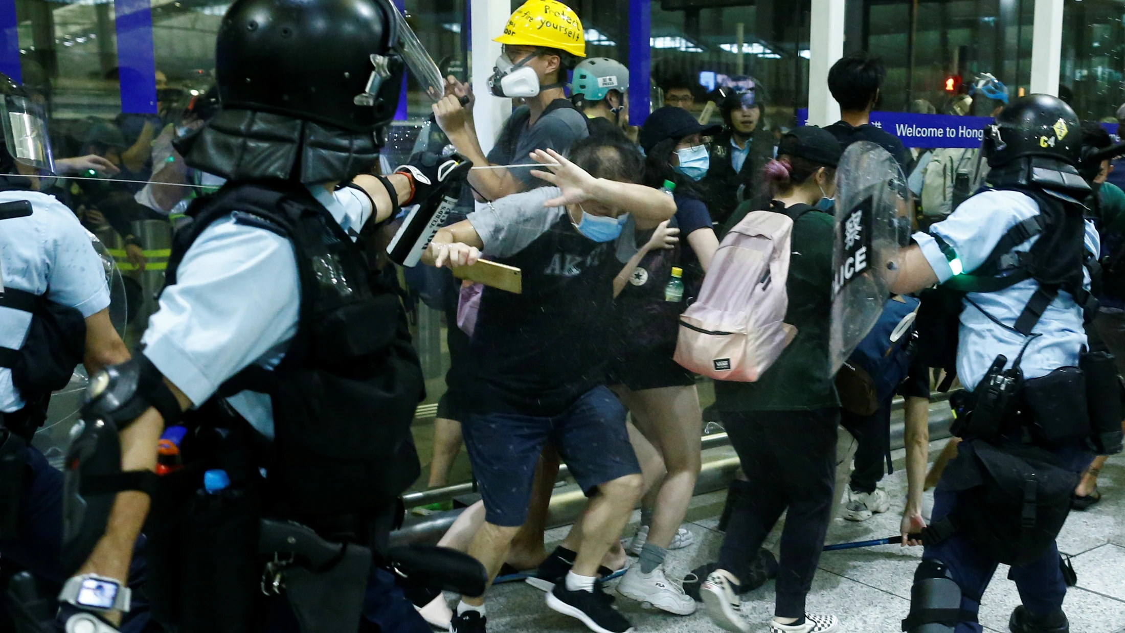 Momento de las protestas en Hong Kong