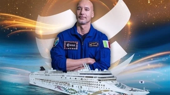Cartel promocional de la sesión de Luca Parmitano desde el espacio. Cartel promocional de la sesión de Luca Parmitano desde el espacio.