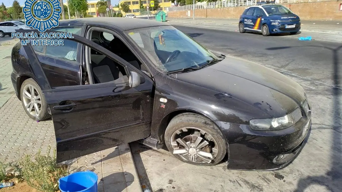 El coche siniestrado del alunicero Cheíto