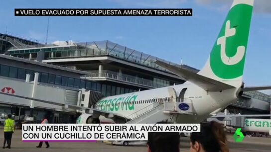 Cancelan un vuelo Par&iacute;s-Barcelona tras el arresto de un hombre con un cuchillo