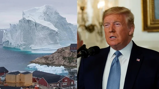 Paisaje groenlandés y el presidente Donald Trump Paisaje groenlandés y el presidente Donald Trump