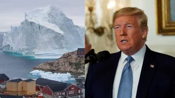 Paisaje groenlandés y el presidente Donald Trump