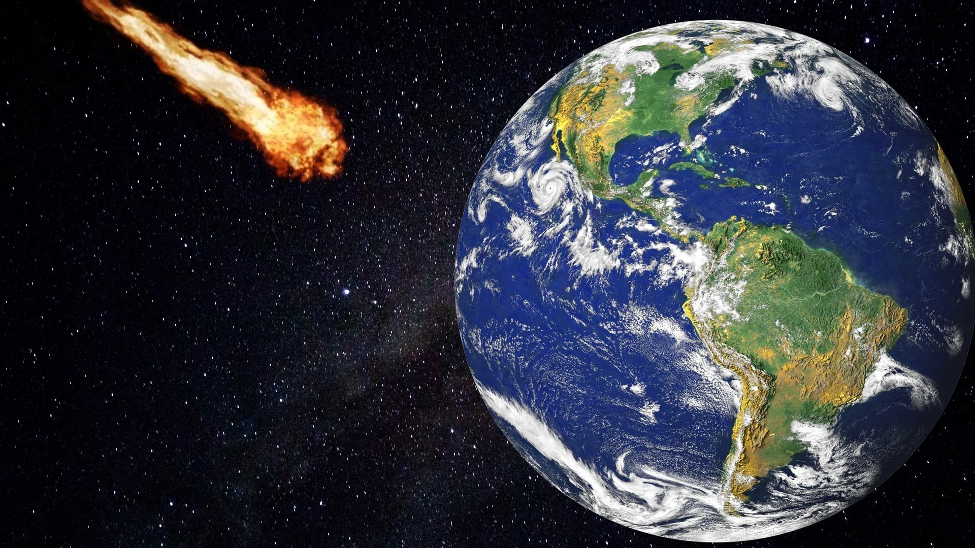 Asteroide que se dirige a impactar contra la Tierra.