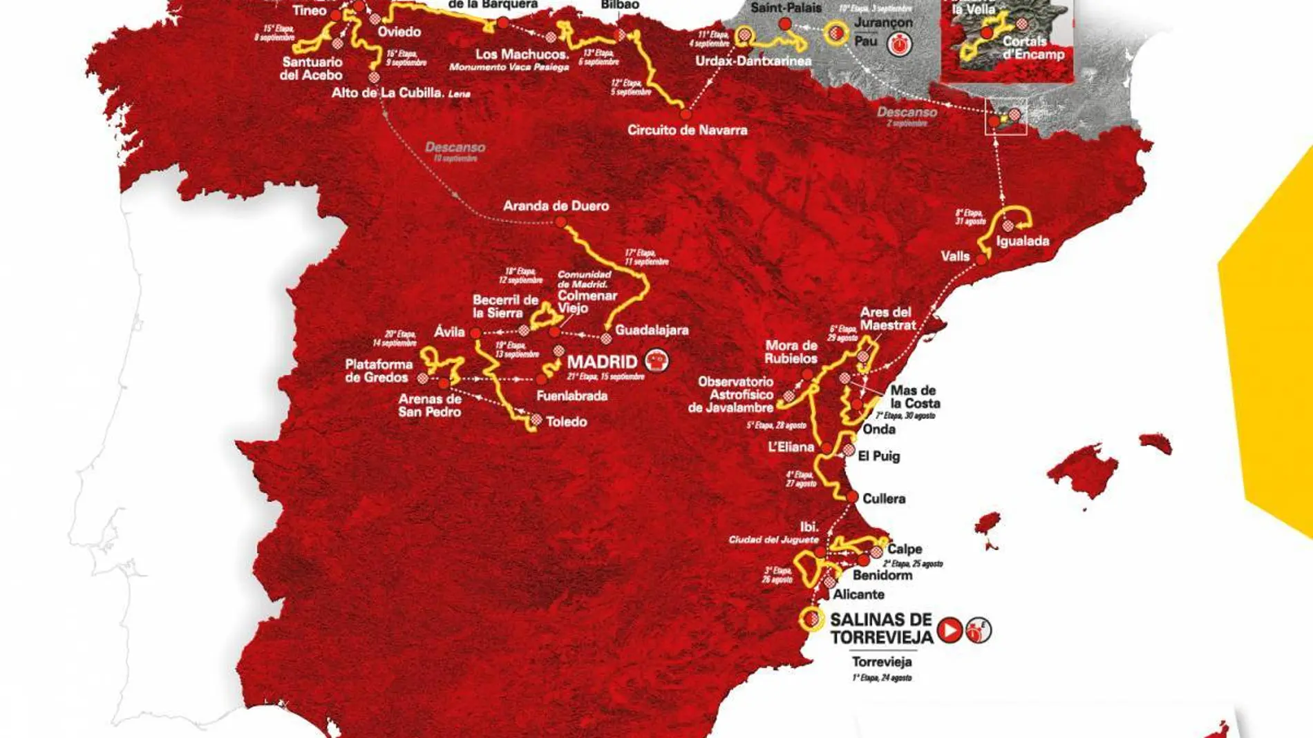 El recorrido completo de la Vuelta a España 2019
