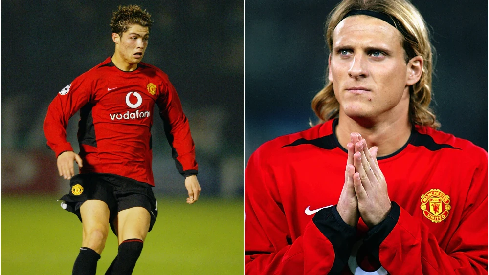 Cristiano Ronaldo y Diego Forlán coincidieron en el Manchester United en la temporada 2004/2004