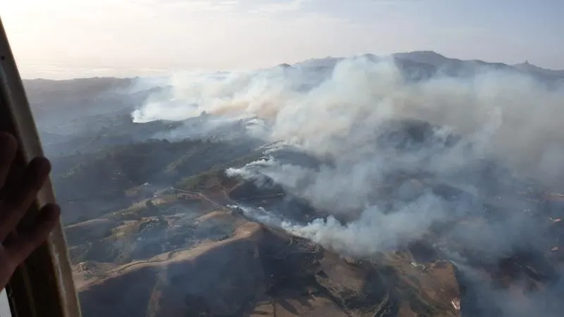 Vista aérea del incendio en Gran Canaria