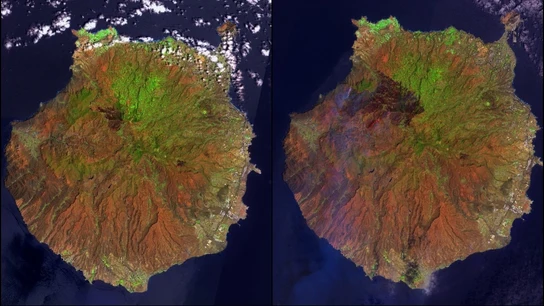 Las imágenes satelitales que muestran la evolución del incendio de Gran Canaria. Las imágenes satelitales que muestran la evolución del incendio de Gran Canaria.