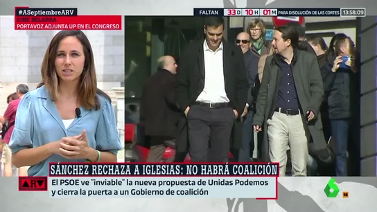Ione Belarra insiste en un Gobierno de coalición: "Será más estable si gobiernan más escaños que la suma de las tres derechas" Ione Belarra insiste en un Gobierno de coalición: "Será más estable si gobiernan más escaños que la suma de las tres derechas"