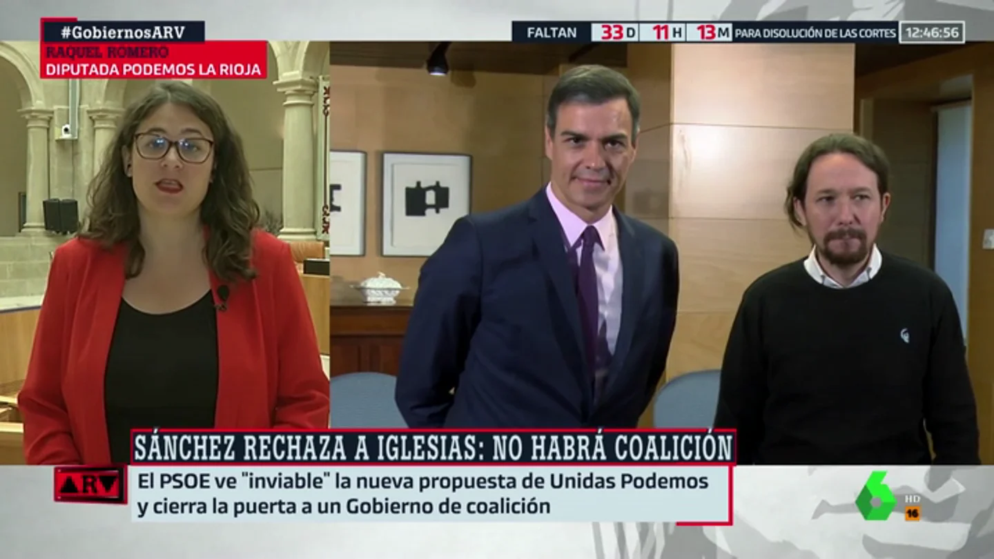 Raquel Romero, tras el pacto en La Rioja: "Podemos y PSOE han llegado a acuerdos en toda España, la excepción es el Gobierno nacional" Raquel Romero, tras el pacto en La Rioja: "Podemos y PSOE han llegado a acuerdos en toda España, la excepción es el Gobierno nacional"