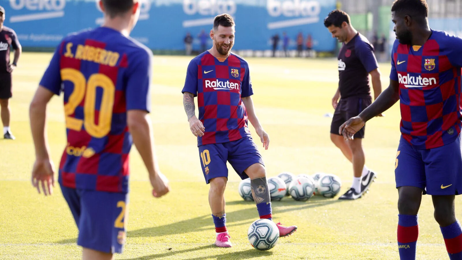 Leo Messi, entrenado con el FC Barcelona