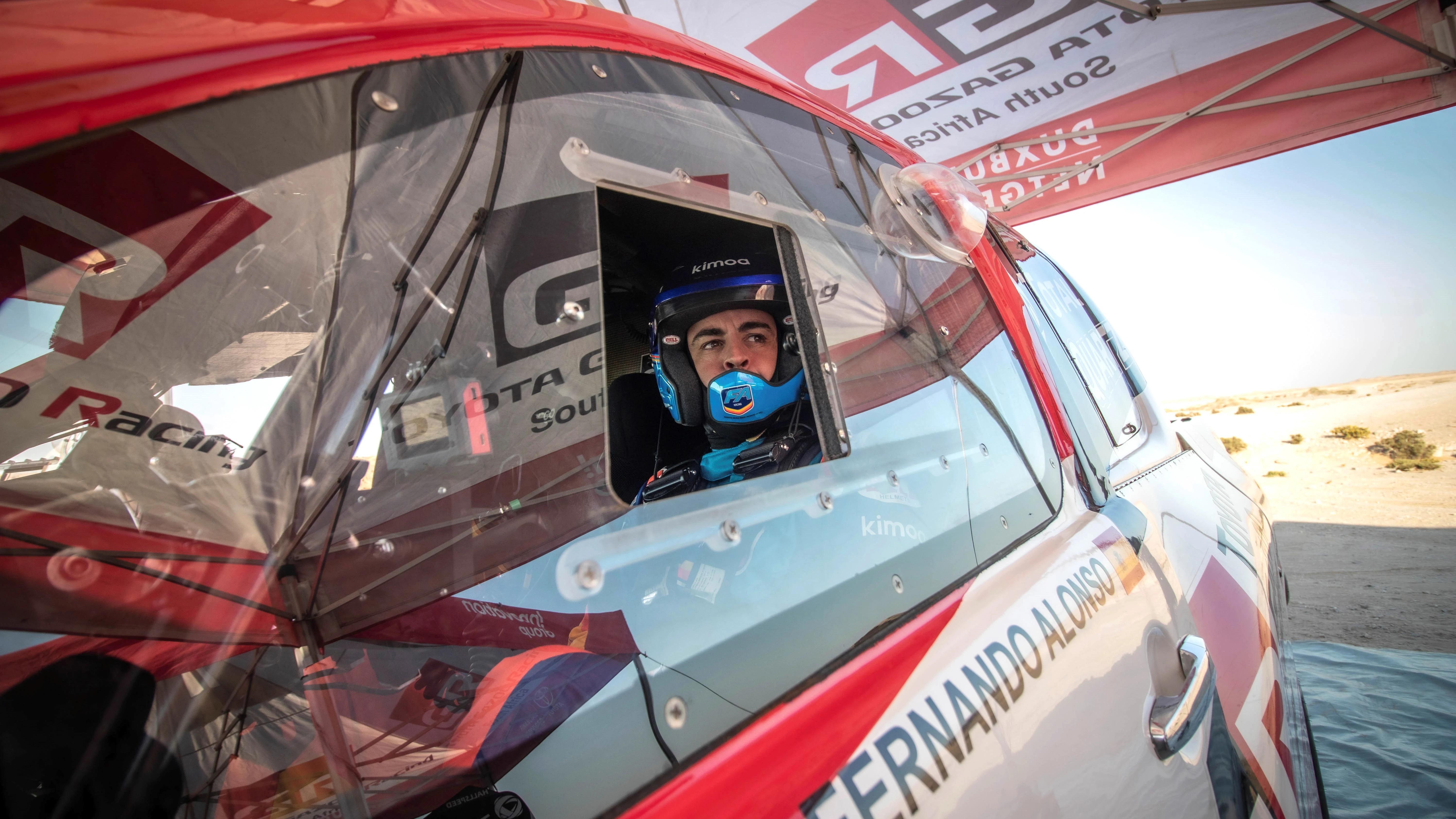 Fernando Alonso, en los test en Namibia