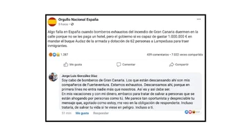 La publicación xenófoba y la respuesta del cabo González Díaz