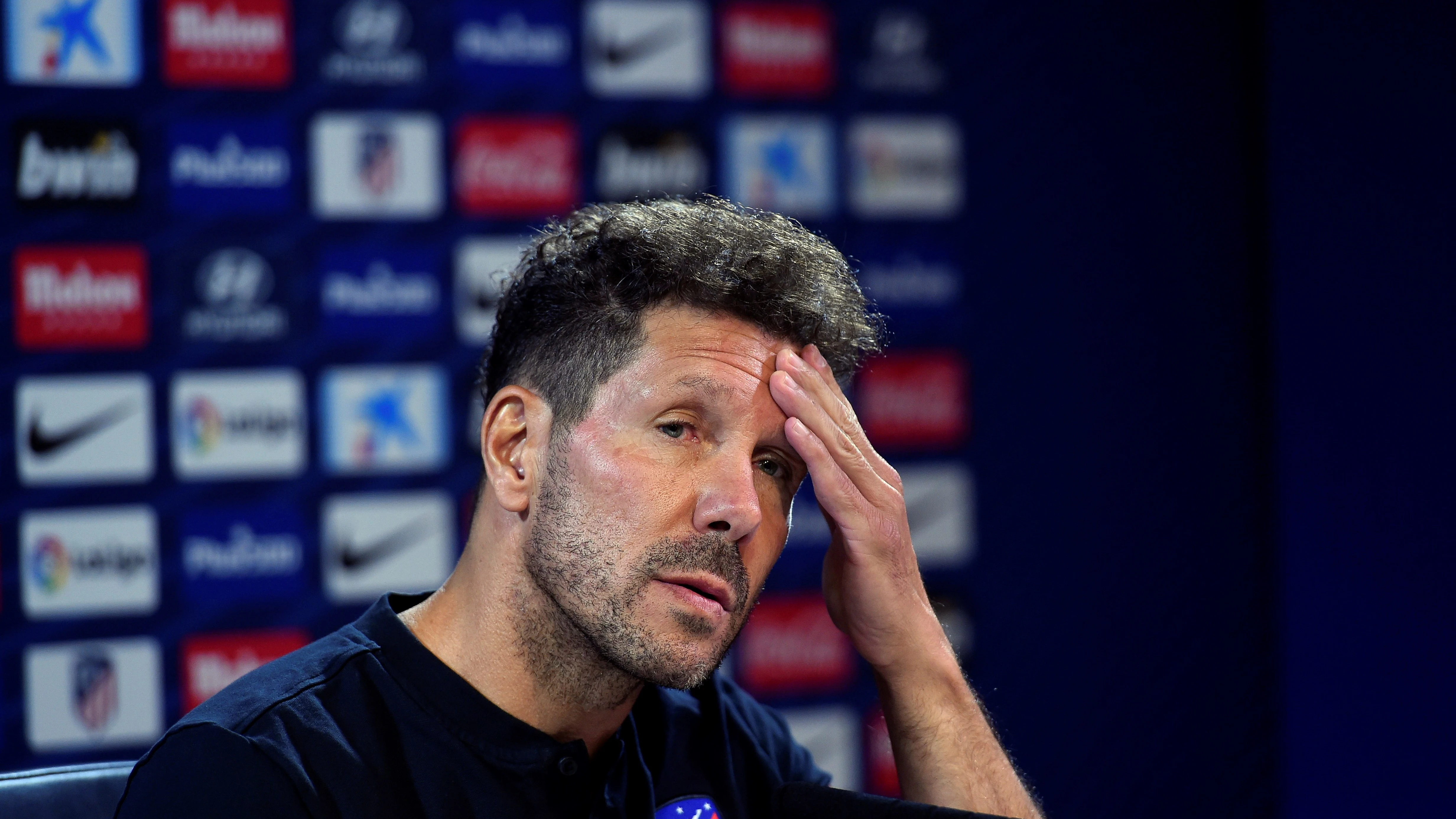 Simeone, durante la rueda de prensa