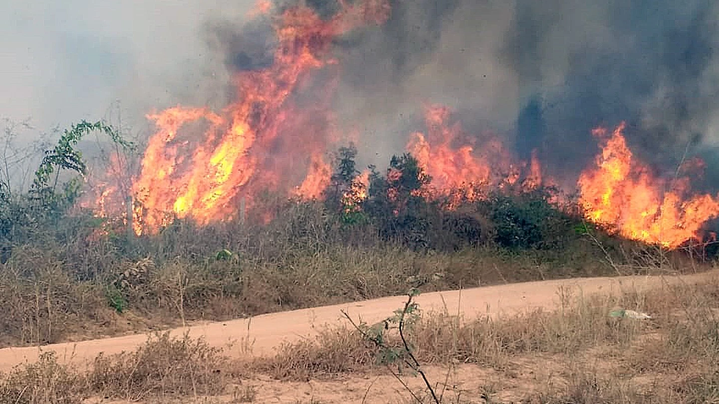 Uno de los incendios que azotan la amazonía brasileña, en Porto Velho Uno de los incendios que azotan la amazonía brasileña, en Porto Velho