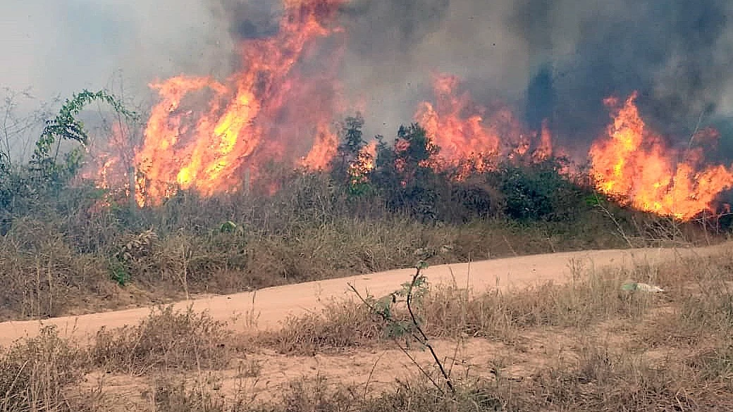 Uno de los incendios que azotan la amazonía brasileña, en Porto Velho