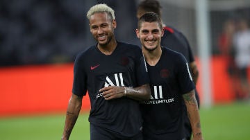 Neymar y Verratti en un entrenamiento