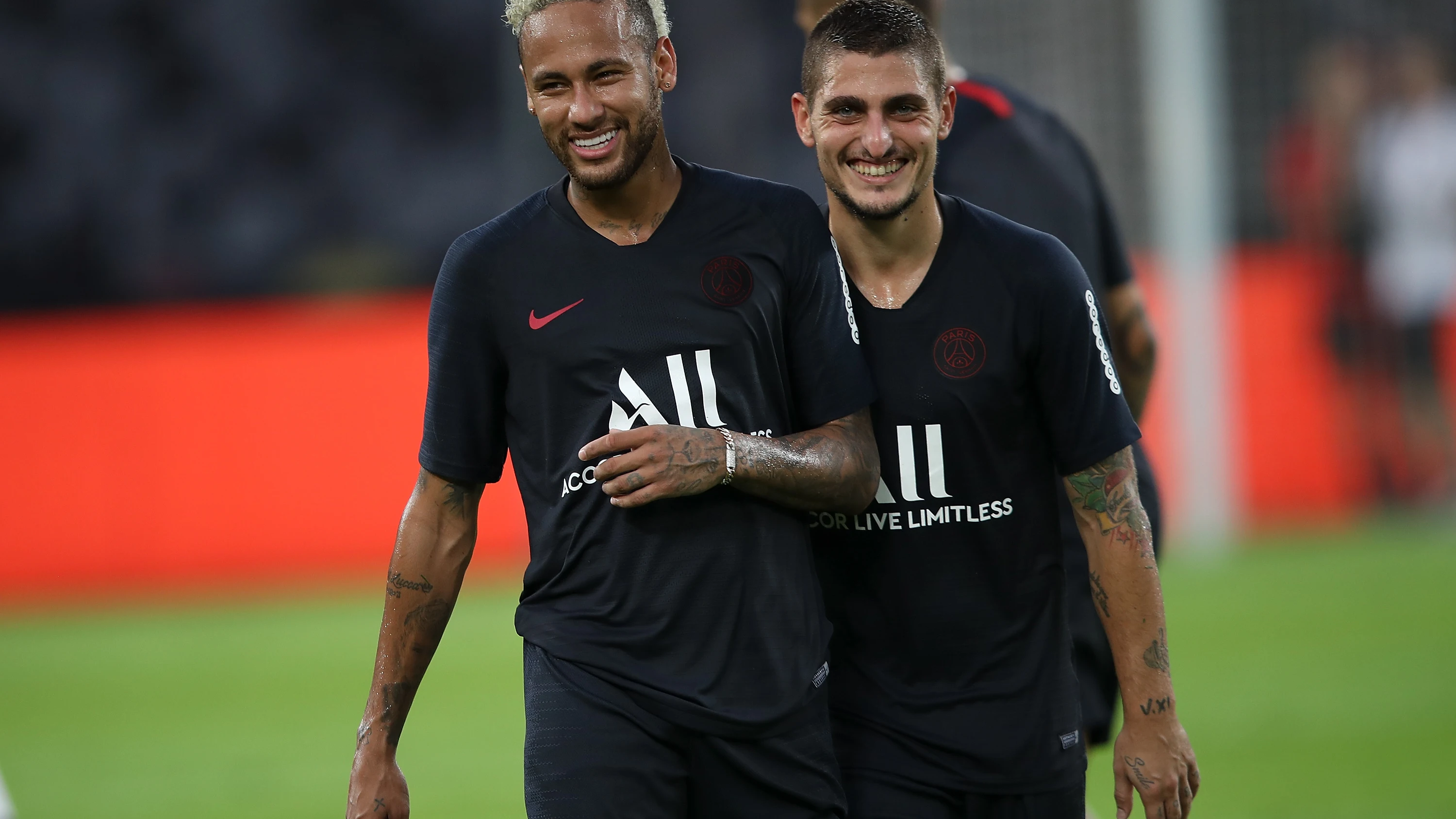 Neymar y Verratti en un entrenamiento