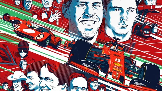 El cartel de Ferrari celebrando el 90 aniversario de Monza