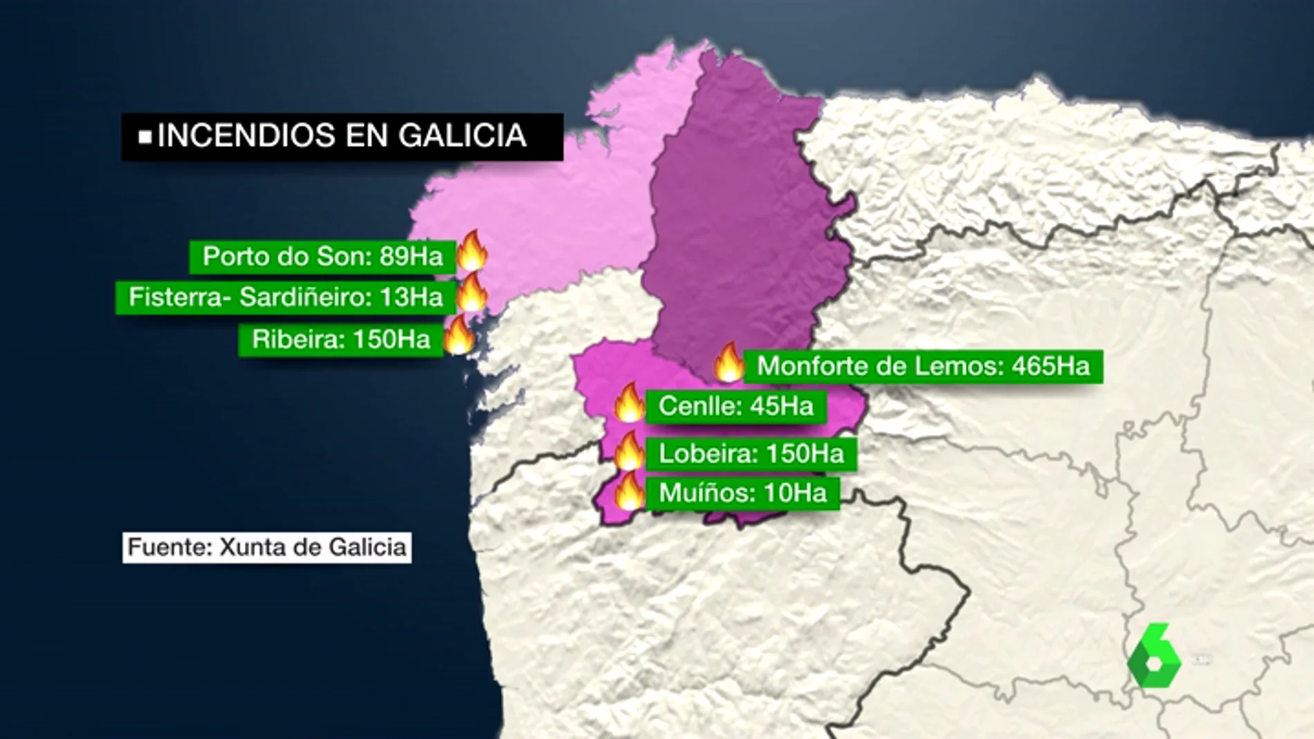 Situación de los incendios en Galicia