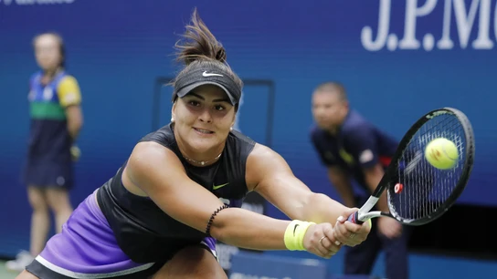 Bianca Andreescu, en el partido contra Serena Williams Bianca Andreescu, en el partido contra Serena Williams