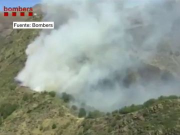 Imagen del incendio declarado en Lleida Imagen del incendio declarado en Lleida