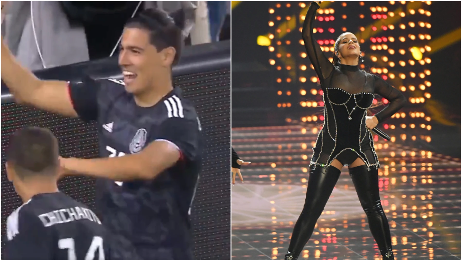 Erick Gutiérrez celebrando un gol 'a lo Rosalía'