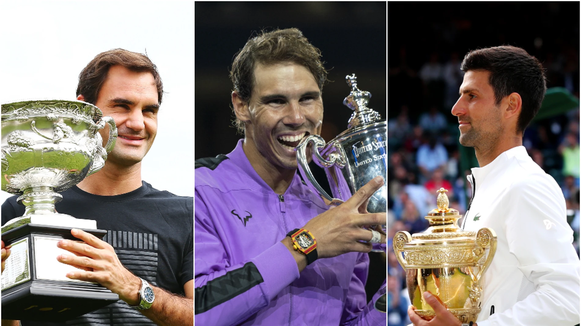 Roger Federer, Rafa Nadal y Novak Djokovic