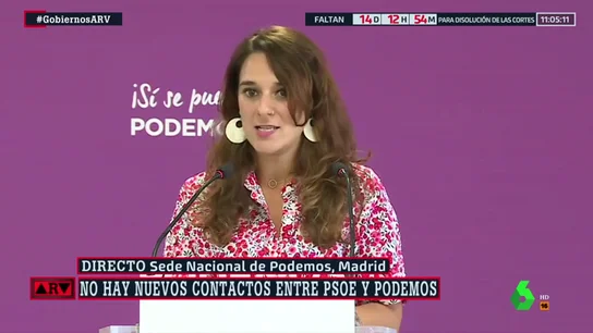 Noelia Vera: "Si negociamos desde el punto en el que lo dejamos en julio, en cuestión de horas llegaríamos a un acuerdo con el PSOE" Noelia Vera: "Si negociamos desde el punto en el que lo dejamos en julio, en cuestión de horas llegaríamos a un acuerdo con el PSOE"