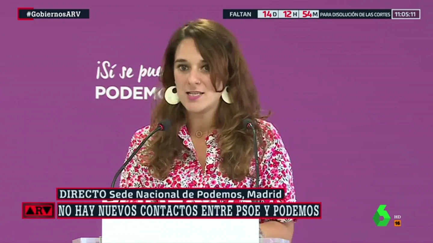 Noelia Vera: "Si negociamos desde el punto en el que lo dejamos en julio, en cuestión de horas llegaríamos a un acuerdo con el PSOE" Noelia Vera: "Si negociamos desde el punto en el que lo dejamos en julio, en cuestión de horas llegaríamos a un acuerdo con el PSOE"