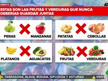 Frutas y verduras que no deben guardarse juntas Frutas y verduras que no deben guardarse juntas