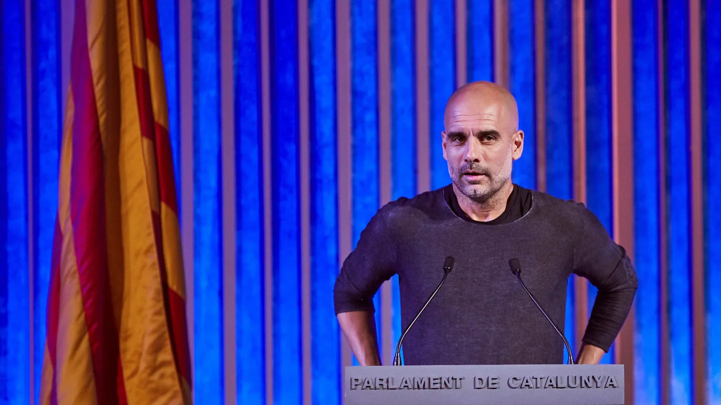 Pep Guardiola, durante su discurso Pep Guardiola, durante su discurso