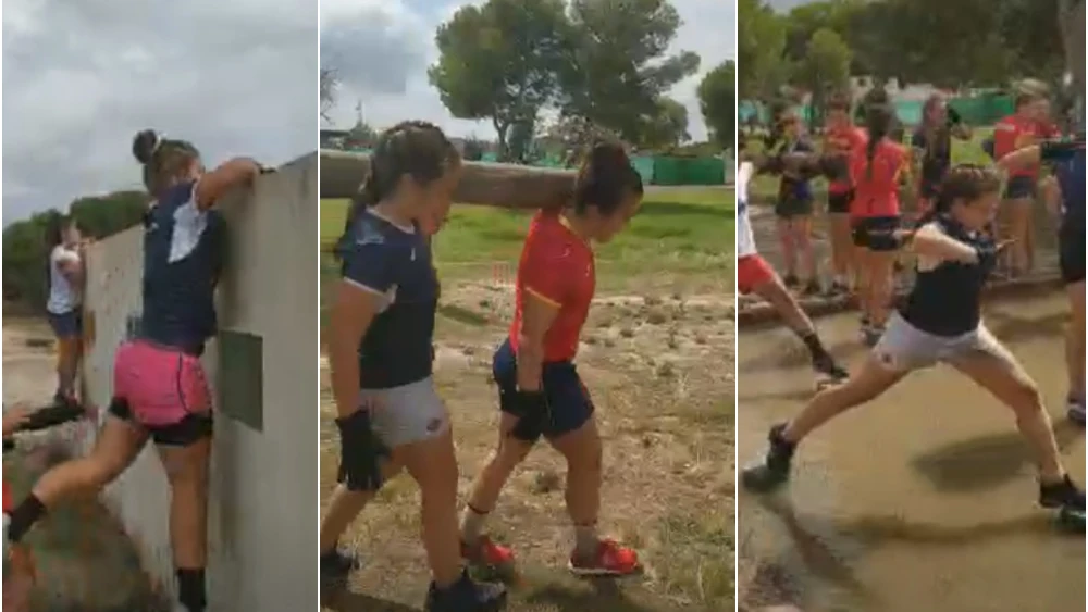 Los ejercicios de la jugadora de la selección de rugby