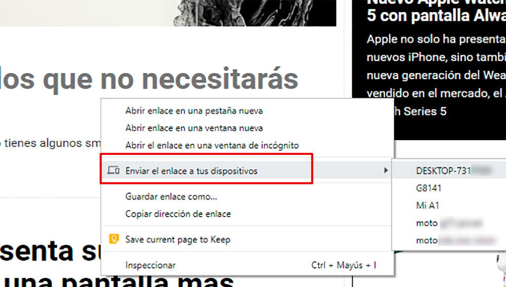 Enviando la web dsde Chrome