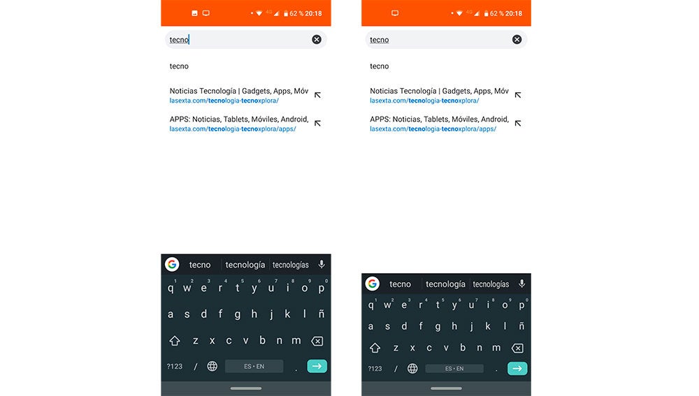 Distintas alturas del teclad