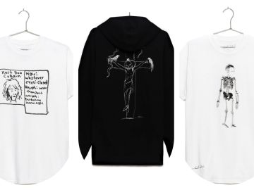 Algunas de las prendas de la edición limitada 'Kurt Was Here', con anotaciones y dibujos de Kurt Cobain. Algunas de las prendas de la edición limitada 'Kurt Was Here', con anotaciones y dibujos de Kurt Cobain.
