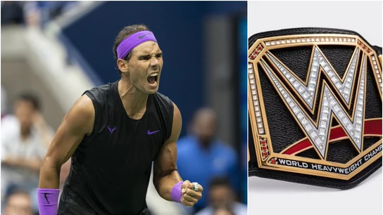 Nadal y su cinturón de la WWE Nadal y su cinturón de la WWE