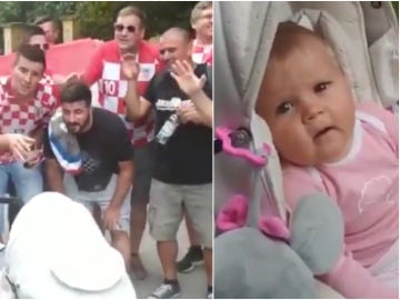 La nana de unos hinchas croatas a un bebé La nana de unos hinchas croatas a un bebé