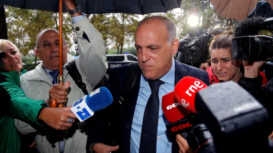 Javier Tebas, antes de declarar en el juicio por el presunto amaño del Levante-Zaragoza Javier Tebas, antes de declarar en el juicio por el presunto amaño del Levante-Zaragoza