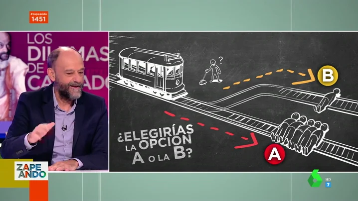 ¿Salvarían de ser arrolladas por un tren a una persona o a otras cinco? Javier Cansado desafía a los zapeadores ZAPEANDO