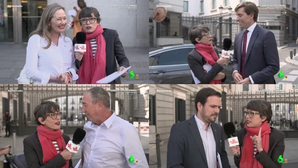 Victoria Rosell, Pablo Montesinos, Thais Villas y Alberto Garzón con Thais Villas