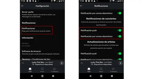 Activando las notificaciones de conciertos Activando las notificaciones de conciertos